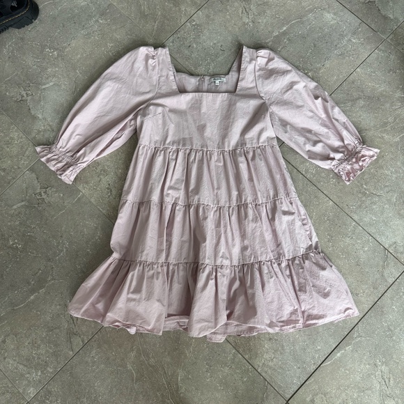 Madewell Poplin Lizzie Babydoll Dress Size 12 Pale Lilac - Picture 2 of 5